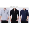 TFETTERS Autumn Mens Fashion Zipper Collar Design T-shirt Long Sleeve Cotton Tee Solid Color Business Top 210629