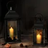 Candle Holders Black Glass Vintage Holder Iron Metal Hanging Tealight Lantern Decoration Salon Wedding Centerpieces ZP60ZT