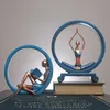 Home Decoration Figurine Ornaments Livingroom Desktop Resin Character Sculpture Office Decorative Yoga Girl Statue for Gift