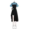 Summer Girl French Jacket + Black Strap Dress Costume deux pièces 220302