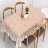 Stolt Rose Broderad Table Cloth Lace Cloth För Rektangulär Mode Bröllopsdekoration Round Cover 210626