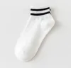 Chaussettes en coton pour femmes, chaussettes à la mode pour filles, manchette à 2 rayures, chaussettes de sport courtes, bonneterie blanche, pied 9-11