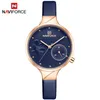 NAVIFORCE femmes mode bleu montre à Quartz dame en cuir bracelet de haute qualité décontracté étanche montre-bracelet cadeau pour femme 210616