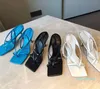 chic sky blue V strap stretch sandal designer heels stable sole genuine leather shoes squared sole