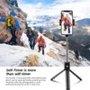 3 IN 1 Extendable Selfie Stick Wirleless Bluetooth Tripod With Shutter Remote Mini Handheld Foldable Monopod With Convex Mirror For Android