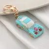 Nowa Moda Kolorowa Żywica Brelok Keychain Z Rhinestone Kobiet Torba Akcesoria Kluczowe pierścienie