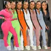 Tracksuits para mulheres cor sólida duas calças de duas peças conjunto de manga longa roupas casuais designer senhoras jogger sportswear