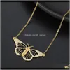 Necklaces & Pendants Personalise Customize Butterfly Pendant Engraving Name Necklace For Women Iced Out Chokers Gift Blingbling Jewelry Drop