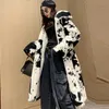 Zima futra damska wiatrówka kolor dopasowanie długimi imitacja futra płaszcz kobieta luźna gruba ciepła kurtka z kapturem 210910