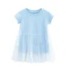 Детское платье Летняя одежда Оптовая 2021 Детская одежда Девушки Принцесса Платье с коротким рукавом Марля Юбка Q0716