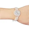 Zegarek na ręku tkany ręcznie naturalny kwarc Pearl Watch White Waterproof Fashion Lady5430703