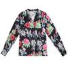 Printemps coréen mode soie femmes blouses satin imprimé s hauts et plus taille xxxl bureau dame chemises à manches longues 210531