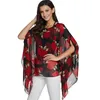 Bhflutter plus size bluses New Fashion Women Shirts Floral Printing Batwing Casual Chiffon Blus Shirt Kimono Summer Tops 210225