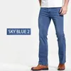 Mens Boot Cut Джинсы слегка разыгрываемые стройные синие черные брюки дизайнерские классические мужские растягивающие джинсовые штаны 2111111