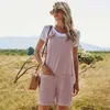 Loose Casual Sweet Streetwear Summer Women Jumpsuit Patchwork Bowknot Solid Color Pocket Flanging Shorts Female Overalls 210603