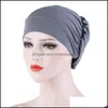 Beanie/Skl Caps Hats & Hats, Scarves Gloves Fashion Aessories Solid Color Underscarf Easy Cap Jersey Inner Hijab For Women Elastic Soft Head