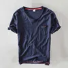 Yaz 95% Pamuk T-shirt Erkekler V Yaka Düz Renk Rahat T Gömlek Temel Tees Artı Boyutu Kısa Kollu Y2510 Tops 210722
