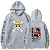 One Piece Anime Hoodie Luffy Pattern Print Pullover Lossa Casual Hoodies Unisex Fleece Sweatshirts Streetwear Stora kläder Y211122
