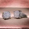 Sparkling CZ Simulated Diamond Silver Stud Earring Män Kvinnor Guldörhängen Fashion Hip Hop Jewelry