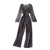 Vårhöst Kvinnors uppsättningar Koreansk bottenskjorta Top All-Match Sling Jumpsuit Loose Casual Two-Piece LL950 211106