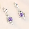 925 Sterling Silver Charm Earrings Woman Fashion Jewelry High Quality Blue Pink White Purple Crystal Zircon Hot Selling