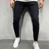 Hommes Skinny Biker Jeans Crayon Crayon Pantalon Mal mâle Pas déchiré Denim Pantalons de Denim Street Casual Business Parti Cowboy Hommes 211111