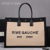 5a + toppdesigner handväskor strand rive gauche tote bags kvinnor rivet mode svart linne axel plånböcker lyxig stor kapacitet resa shoppingväska 48cm effini