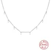 Canner Real 925 Sterling Silver Simple Style Necklace For Women Square Diamond ClaVicle Chain Choker Halsband smycken krage 219199724