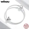 WOSTU Ailes d'anges Charms 925 Sterling Silver Vintage Perles Pendentif Fit Pour Femmes Bracelet Collier Véritable Bijoux CTC314 Q0531