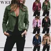 Autumn Ladies Fashion Basic Short Jackets Casual Women Tops Motorcycle Moto Short PU Leather Jacket Coat Slim