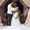 African Mermaid Wedding Dresses 2022 Sweetheart Ruffle Royal Train Black Bride Dress Beading Formal Bridal Gown Plus Size Pageant