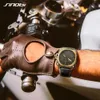 Orologi da polso al quarzo da uomo Sinobi Cassa in bronzo da uomo Cinturino in pelle nera resistente Cinturino da uomo di forma quadrata Orologio al dettaglio Relogio Masculino Q0524