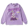 AOLAMEGS Мужская толстовка Vaporwave Purple Hair Girl Comics Print O-SEEL Свободные уютные японские Harajuku High Street Pullover 201127