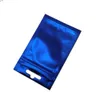 200pcs bleu mat auto-scellant fermeture à glissière Mylar sacs paquet papier d'aluminium sac en plastique fermeture à glissière refermable avec trou de suspension de haute qualité