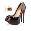 Klassieke vrouw rode bodems hoge hakken designer merk peep-tenen sandalen sexy puntige teen roods zool 8 cm 10cm 12cm pompen luxurys womens bruiloft