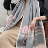 Sciarpa in cashmere, Winter Lady Designer Warm Warhorse PRInt Scialle bifacciale disponibile 180 * 70 cm