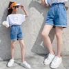 Summer Teen Girls Fashion Tassel Shorts With Two Buttons High Waist Cotton Kids Clothes School Casual Style Solid Denim 210723