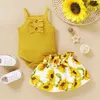 Född baby flicka kläder 3 månader lila ärmlös romer blommig kjol 6 månader 2 st Födelsedag sommar outfits klänning set 210816