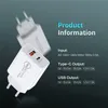 아이폰 삼성용 PD 고속 충전기 18W 20W 타입 C 및 USB 포트 QC 3.0 포함