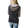 Leopard Camouflage Print Patchwork Rits Pocket Tops Dames Lange Mouwen Losse Hooded Sweatsirt Fashion Casual Pullovers Hoodies 210928