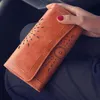 Brieftaschen Frauen Hohl Boho Leder Weibliche Casual Handtaschen Dame Feste Kupplung Taschen Telefon Karte Halter Lange Geldbörse Paar 2021