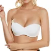 Nya Kvinnor Sexiga Strapless Bras Justerade band Tunna Unpadded Underwire Tryck upp 40B 42B 44B 46B 40C 42C 44C 46C Dropshipping