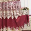 European Style Zasłony do żywej jadalni Sypialnia Lekkie śnieżne Haftowane zasłony Czerwona kurtyna Valance Curtain Tulle 210913