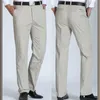 Calças casuais homens 100% algodão tamanho 40 primavera verão reta calça 55-100 kg homens vestir calças quentes confortáveis ​​roupas masculinas 210723