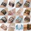 30Pcs/Lot Braided Bracelet Chain Vintage Bohemian Multicolor Leather Bangle Link Rope Multi-layer Men Women Adjustable Love Heart Wristband