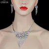 Collier de boucles d'oreilles Chran Classic Peacock Design Blue Crystal Bridal Bijoux Set Elegant Shining Rhinestone75175305026286