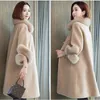 Women's Fur & Faux 2022 Long Coat Autumn Winter Solid Loose Imitation Collar Cashmere Granules Single Breasted