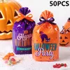 Envoltório de presente 50 pcs decoração de aniversário festa truque ou deleite pacote de biscoitos de halloween sacos de doces alimentos pocket9806423