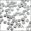 Other & Components Jewelryother 6Mm 100/200Pcs Small Flower Spacer Beads Cap Zinc Alloy Glossy End Caps Pattern Bead Sier Plated For Jewelry