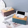 Holder Wooden Household Car Tissue Home Living Room Pumping Remote Control Storage Box